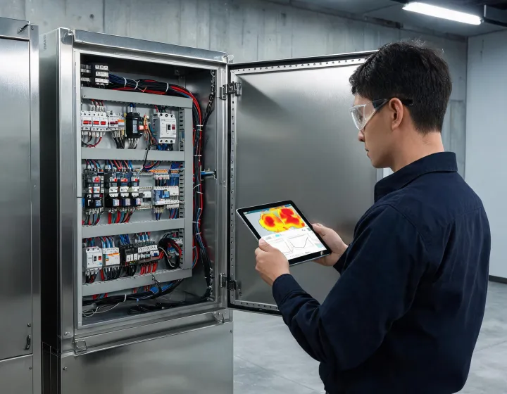 Connected industrial enclosure beside an automated production line